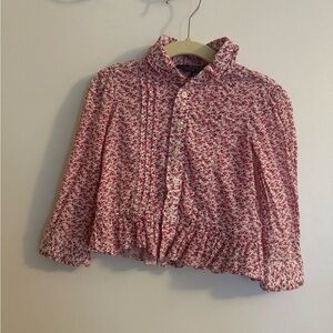 Ralph Lauren Red Floral Button-Up Blouse